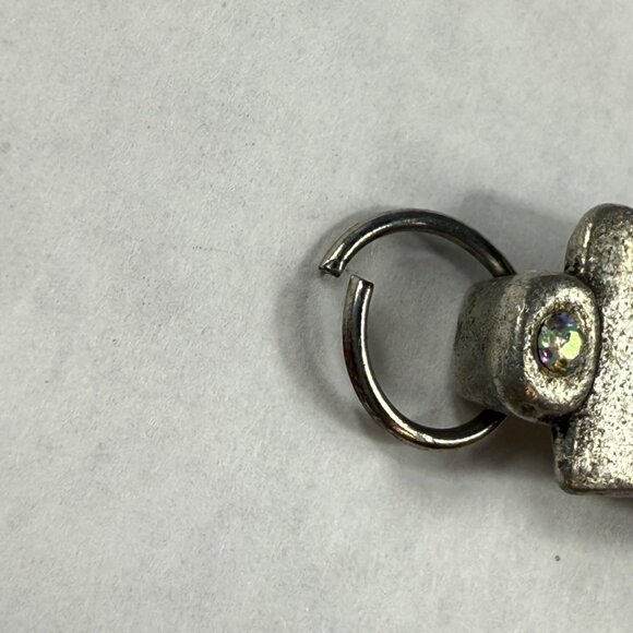 Silver Tone Metal Cross Pendant With Rhinestone Crown Embellishment for Necklace - Picture 8 of 15